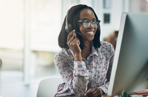 Smiling customer service representative